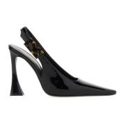 Saint Laurent Svarta Läder Slingback Pumps Black, Dam