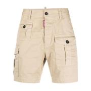 Dsquared2 Beige Bomullsblandade Shorts med Fickor Beige, Herr