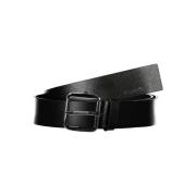 Calvin Klein Elegant svart läderbälte med metallspänne Black, Herr