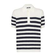 Balmain Stickad Monogram Polotröja Vit White, Herr