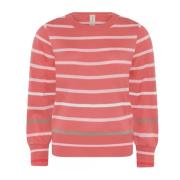 Skovhuus Sportig Randig O-Neck Pullover Blus Pink, Dam