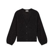 Des Petits Hauts Oversized Knäppt Kofta med V-ringning Black, Dam