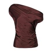 Staud Bordeaux Siden One-Shoulder Top Brown, Dam