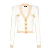 Balmain Guld Kantad Knappad Kofta Beige Beige, Dam