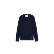 Nn07 Nigel Ull Crew Neck Stickad Blue, Herr