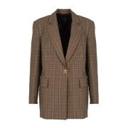 PINKO Rutig Blazer Brown, Dam