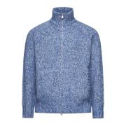 Brunello Cucinelli Blå Zip Tröja Raglan Stil Blue, Herr