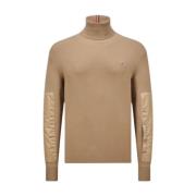 Moncler Beige Ull Turtleneck Jumper Ski Brown, Herr