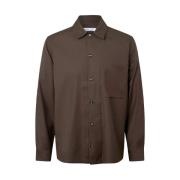 Samsøe Samsøe Långärmad Overshirt med Knappstängning Brown, Herr