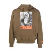 Heron Preston BW Logo Hoodie Dark Olive/Black Green, Herr