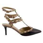 Valentino Garavani Svart Beige Rockstud Klackar Black, Dam