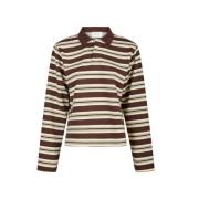 Neo Noir Randig Polo Blus Brun Brown, Dam