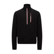 Moncler Svart Half-Zip Fleece Sweatshirt Black, Herr