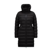 Moncler Lång dunjacka med Flare Silhuett Black, Dam