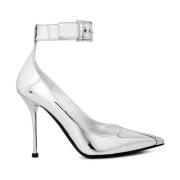 Alexander McQueen Silver Metallic Läderpumps Gray, Dam