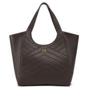 Pinko Chevron Quiltad Läder Tote Väska Brown, Dam