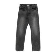 Frame Gunmetal Grey Straight Leg Denim Jeans Black, Herr