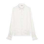 Zadig & Voltaire Satin Japansk Skjorta med Broderade Vingar White, Dam