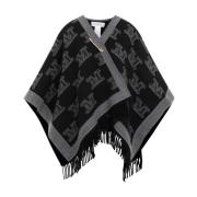 Max Mara Svart Cape med Brosch Black, Dam