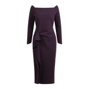 Chiara Boni Lila Jersey Midi Klänning med Volang Purple, Dam