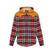 Dsquared2 Rutig Bomullsblandning Overshirt med Nylon Detaljer Multicol...