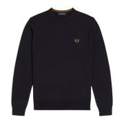 Fred Perry Merinoull Rund Hals Tröja Blue, Herr