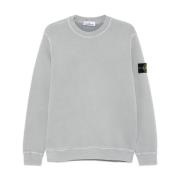 Stone Island Klassisk Bomullsfleece Crewneck Sweatshirt Gray, Herr