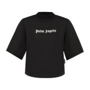 Palm Angels T-shirt med logotyp Black, Dam