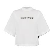 Palm Angels T-shirt med logotyp White, Dam