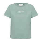 Lanvin T-shirt med broderad logotyp Green, Dam