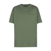 Balmain Broderad logga olivgrön t-shirt Green, Herr