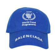 Balenciaga Broderad Logotyp Blå Keps Blue, Unisex