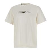 Lacoste Vit Bomull T-shirt med Broderat Logotyp White, Herr