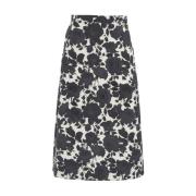 Blugirl Blommig Jacquard Midi Kjol med Strass Black, Dam