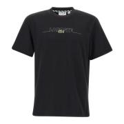 Lacoste Svart Bomull T-shirt med Logotyp Black, Herr