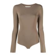 Maison Margiela Beige Bodysuit Elegant Chic Mode Stil Brown, Dam