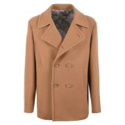 Etro Stilig Pea Coat Jacka Brown, Herr