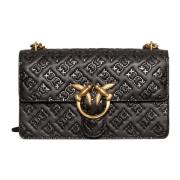 Pinko Klassisk Monogram Kalvskinnväska Black, Dam