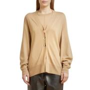 Liviana Conti Merinoull Kofta med V-ringning Beige, Dam