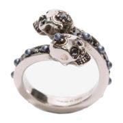 Alexander McQueen Skull Ring med Pärlor och Kristaller Gray, Dam