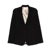 Alysi Svart Bomullsblandad Twill Blazer Black, Dam