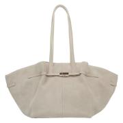 Estro Damers Beige Velour Handväska med Långa Handtag Beige, Dam