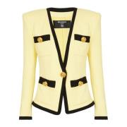 Balmain Jacka utan krage med fyra fickor Yellow, Dam