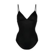 Baserange Bambublandning Jersey Bodysuit med Spaghettiband Black, Dam