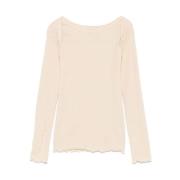 Baserange Beige Linne Bomull SeaCell T-shirt Beige, Dam