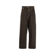 Sunflower Twisted Wide Leg Cotton Jeans Brown, Herr