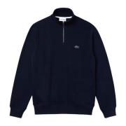 Lacoste Hög hals bomulls sweatshirt med halv dragkedja Blue, Herr