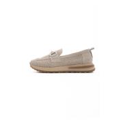 Cesare Gaspari Suede Laser Cut Loafers - Beige Beige, Dam