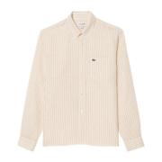 Lacoste Randig Linneskjorta Beige, Herr