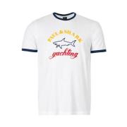 Paul & Shark Ekologisk Bomull Tryckt Logotyp T-shirt White, Herr